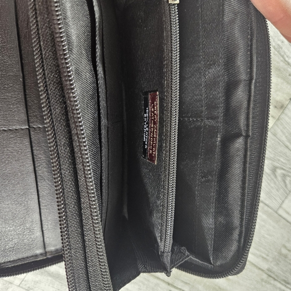 Vintage 90s Great American Leather Works Suade Patchwork Wallet Long Full Zip - Picture 5 of 6